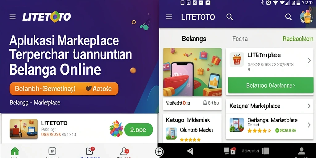 Antarmuka aplikasi LITETOTO menampilkan berbagai produk dengan jelas.