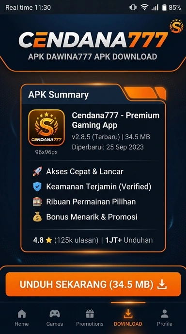 Tampilan halaman APK cendana777