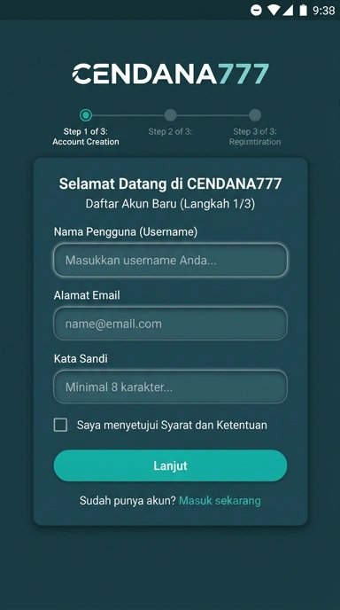 Tampilan halaman daftar cendana777