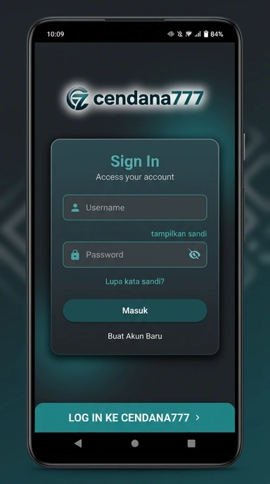 Tampilan halaman login cendana777